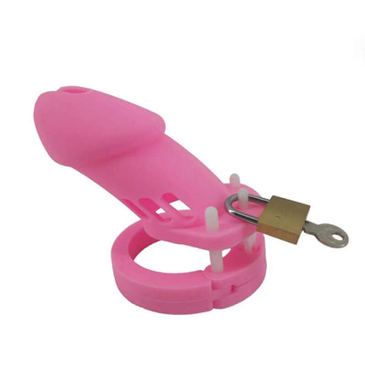 Pink Silicone Chastity Cage - Large